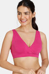 Zivame Double Layered Non Wired High Coverage Nursing Sleep Bra - Fuchsia Red — thumbnail 1