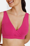 Zivame Double Layered Non Wired High Coverage Nursing Sleep Bra - Fuchsia Red — thumbnail 4