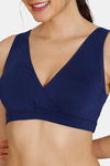 Zivame Double Layered Non Wired High Coverage Nursing Sleep Bra - Medieval Blue — thumbnail 4