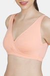 Zivame Double Layered Non Wired High Coverage Nursing Sleep Bra - Peach Pearl — thumbnail 4