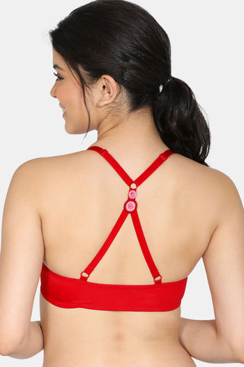model image of Zivame Modern Grounds Push Up Wired Medium Coverage Pretty Back Bra - Lipstick Red