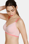 Zivame Beautiful Basics Double Layered Non Wired 3/4Th Coverage T-Shirt Bra - Powder Pink — thumbnail 3