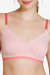 Zivame Beautiful Basics Double Layered Non Wired 3/4Th Coverage T-Shirt Bra - Powder Pink — thumbnail 4