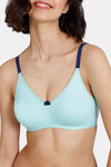Zivame Beautiful Basics Double Layered Non Wired 3/4th Coverage T-Shirt Bra - Aruba Blue — thumbnail 4