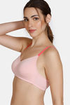 Zivame Beautiful Basics Double Layered Non Wired 3/4th Coverage T-Shirt Bra - Powder Pink — thumbnail 3