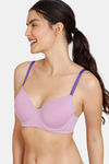 Zivame Beautiful Basics Padded Wired 3/4th Coverage T-Shirt Bra - Violet Tulle — thumbnail 3