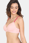 Zivame Beautiful Basics Padded Non Wired 3/4th Coverage T-Shirt Bra - Powder Pink — thumbnail 3