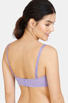 Zivame Embossed Mesh Padded Wired 3/4th Coverage Strapless Bra - Dahlia Purple — thumbnail 3