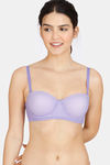 Zivame Embossed Mesh Padded Wired 3/4th Coverage Strapless Bra - Dahlia Purple — thumbnail 5