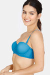 Zivame Embossed Mesh Padded Wired 3/4th Coverage Strapless Bra - Seaport — thumbnail 4