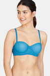 Zivame Embossed Mesh Padded Wired 3/4th Coverage Strapless Bra - Seaport — thumbnail 5