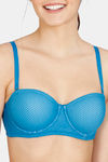 Zivame Embossed Mesh Padded Wired 3/4th Coverage Strapless Bra - Seaport — thumbnail 6