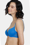 Zivame Beautiful Basics Padded Wired Medium Coverage T-Shirt Bra - Princess Blue — thumbnail 4