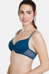 Zivame Beautiful Basics Padded Wired Medium Coverage T-Shirt Bra - Sailor Blue — thumbnail 3