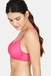 Zivame Embossed Mesh Padded Non Wired 3/4th Coverage T-Shirt Bra - Fuchsia Purple — thumbnail 3