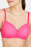 Zivame Embossed Mesh Padded Non Wired 3/4th Coverage T-Shirt Bra - Fuchsia Purple — thumbnail 4
