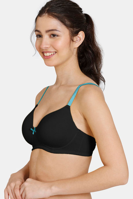 Zivame Beautiful Basics Padded Non Wired 3/4th Coverage T-Shirt Bra - Anthracite — image 3