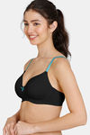 Zivame Beautiful Basics Padded Non Wired 3/4th Coverage T-Shirt Bra - Anthracite — thumbnail 3