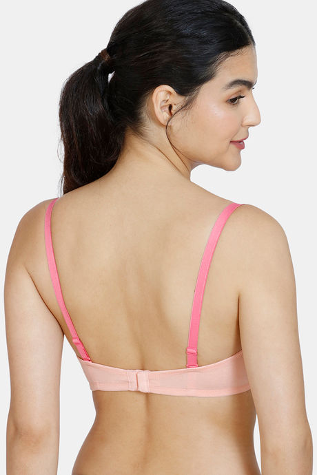 Zivame Beautiful Basics Padded Non Wired 3/4th Coverage T-shirt Bra - Peach Pearl — image 2