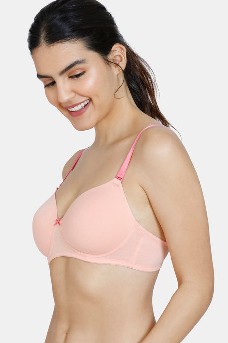 Zivame Beautiful Basics Padded Non Wired 3/4th Coverage T-shirt Bra - Peach Pearl — image 3