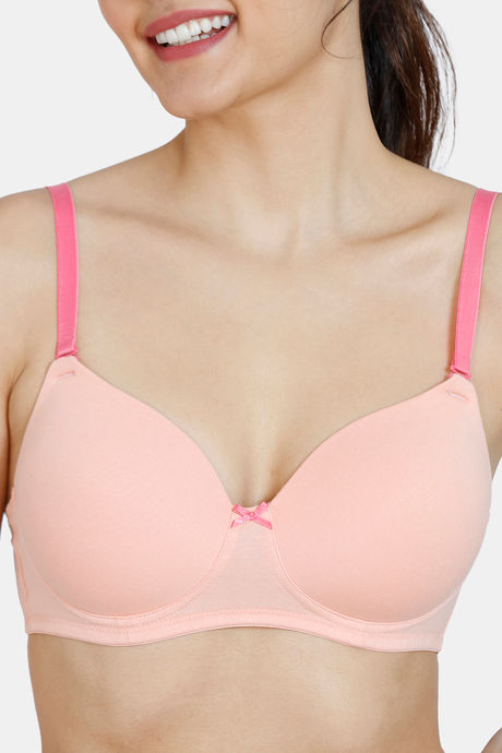 Zivame Beautiful Basics Padded Non Wired 3/4th Coverage T-shirt Bra - Peach Pearl — image 4