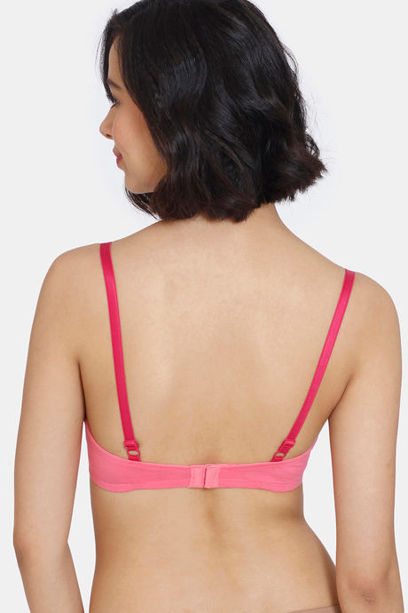 Zivame Beautiful Basics Padded Non Wired 3/4th Coverage T-Shirt Bra - Pink Lemonade — image 2