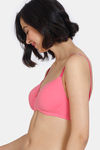 Zivame Beautiful Basics Padded Non Wired 3/4th Coverage T-Shirt Bra - Pink Lemonade — thumbnail 3