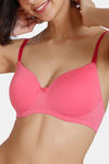 Zivame Beautiful Basics Padded Non Wired 3/4th Coverage T-Shirt Bra - Pink Lemonade — thumbnail 4