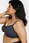 Zivame True Curv Beautiful Basics Double Layered Non Wired Full Coverage Super Support Bra - Anthracite — thumbnail 3
