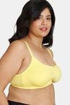 Zivame True Curv Beautiful Basics Double Layered Non Wired 3/4th Coverage Super Support Bra - Maize — thumbnail 3