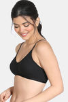 Zivame Beautiful Basics Double Layered Non Wired 3/4th Coverage T-Shirt Bra - Black — thumbnail 3