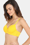 Zivame Beautiful Basics Padded Wired 3/4th Coverage T-Shirt Bra - Lemon — thumbnail 3