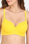 Zivame Beautiful Basics Padded Wired 3/4th Coverage T-Shirt Bra - Lemon — thumbnail 4