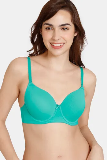 Zivame Beautiful Basics Padded Wired 3/4Th Coverage T-Shirt Bra - Spectra Green