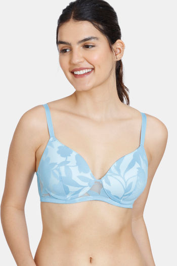 model image of Zivame Sunset Mimosa Padded Non-Wired 3/4Th Covarage T-Shirt Bra  - Alaskan Blue