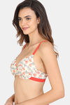 Zivame Asymmetric Print Padded Wired 3/4th Coverage T-Shirt Bra - Whisper White — thumbnail 3