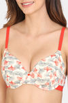 Zivame Asymmetric Print Padded Wired 3/4th Coverage T-Shirt Bra - Whisper White — thumbnail 4