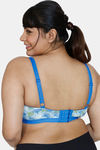 Zivame True Curv Asymmetric Print Double Layered Non Wired Full Coverage Super Support Bra - Crystal Blue — thumbnail 2
