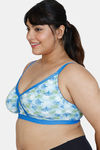 Zivame True Curv Asymmetric Print Double Layered Non Wired Full Coverage Super Support Bra - Crystal Blue — thumbnail 3