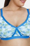 Zivame True Curv Asymmetric Print Double Layered Non Wired Full Coverage Super Support Bra - Crystal Blue — thumbnail 4