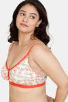 Zivame True Curv Asymmetric Print Double Layered Non Wired Full Coverage Super Support Bra - Whisper White — thumbnail 3