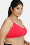 Zivame True Curv Double Layered Non Wired Full Coverage Super Support Bra - Raspberry — thumbnail 3