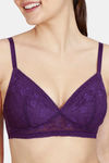 Zivame Love Stories Double Layered Non Wired 3/4th Coverage Lace Bra - Crown Jewel — thumbnail 4