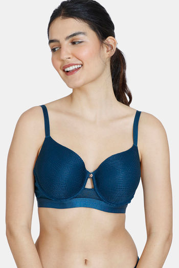 Zivame Champagne Nights  Padded Wired 3/4Th  Coverage T-Shirt Bra - Sailor Blue