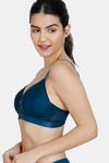 Zivame Champagne Nights Padded Non Wired 3/4th Coverage T-Shirt Bra - Sailor Blue — thumbnail 3