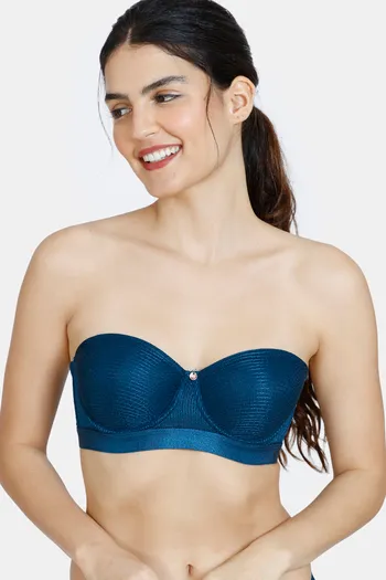 model image of Zivame Champagne Nights  Padded Wired 3/4Th  Coverage Strapless Bra - Sailor Blue