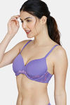 Zivame Ruby Spark Padded Wired 3/4th Coverage T-Shirt Bra - Purple Corallites — thumbnail 3