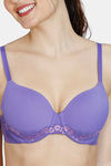 Zivame Ruby Spark Padded Wired 3/4th Coverage T-Shirt Bra - Purple Corallites — thumbnail 4