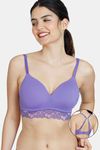 Zivame Ruby Spark Padded Non Wired 3/4th Coverage T-Shirt Bra - Purple Corallites — thumbnail 1