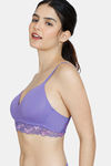 Zivame Ruby Spark Padded Non Wired 3/4th Coverage T-Shirt Bra - Purple Corallites — thumbnail 4